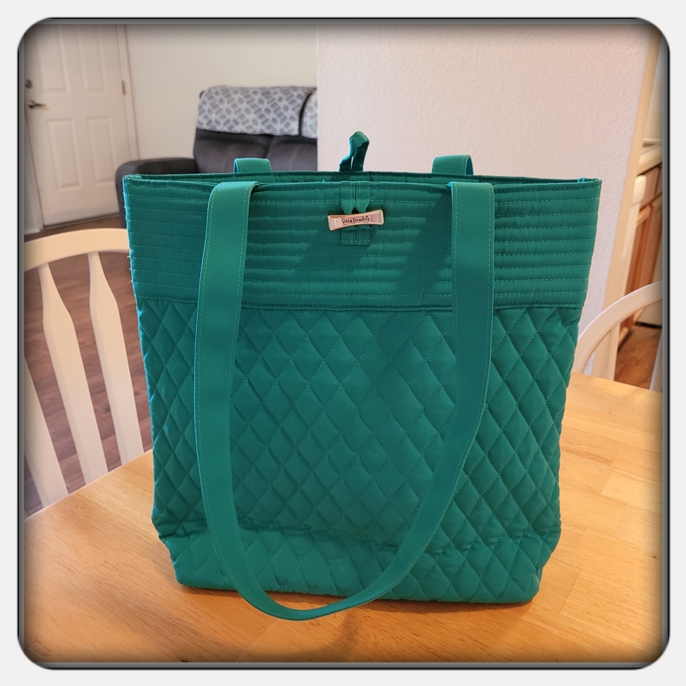 EUC Vera Bradley Vintage Green Microfiber Tote